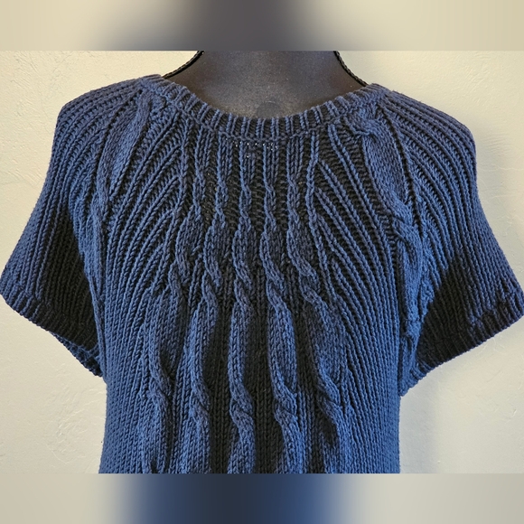 [GAP] Heavy Pleated Sweater Dress 《XL》 Navy Blue Cap Sleeve - Picture 5 of 12